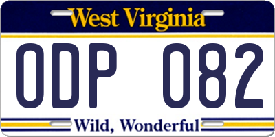 WV license plate ODP082