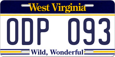 WV license plate ODP093