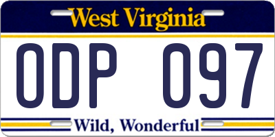 WV license plate ODP097