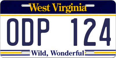 WV license plate ODP124