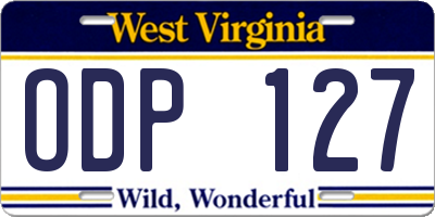 WV license plate ODP127