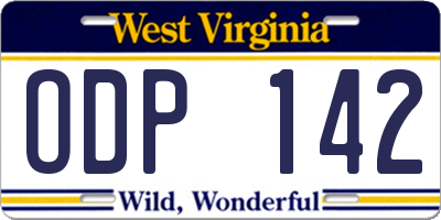 WV license plate ODP142