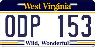 WV license plate ODP153
