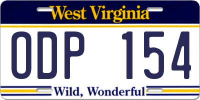 WV license plate ODP154