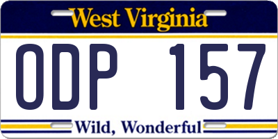 WV license plate ODP157