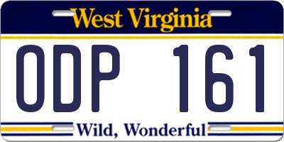 WV license plate ODP161