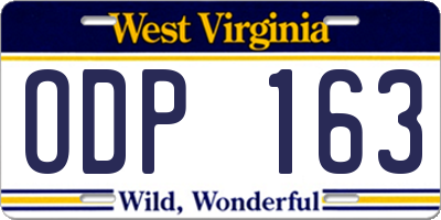 WV license plate ODP163