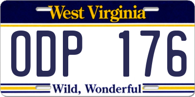 WV license plate ODP176