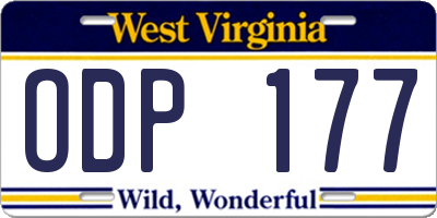 WV license plate ODP177