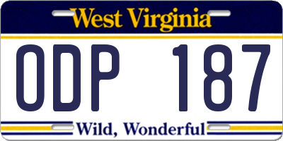 WV license plate ODP187