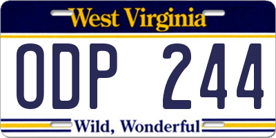 WV license plate ODP244