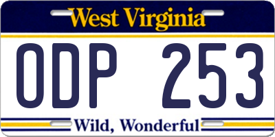 WV license plate ODP253