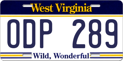 WV license plate ODP289