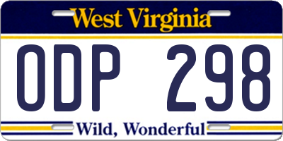 WV license plate ODP298