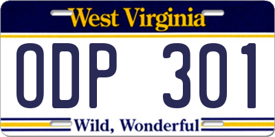 WV license plate ODP301