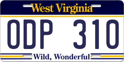 WV license plate ODP310