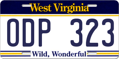 WV license plate ODP323
