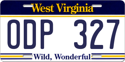 WV license plate ODP327