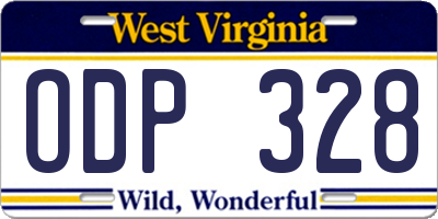 WV license plate ODP328