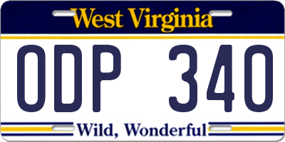 WV license plate ODP340