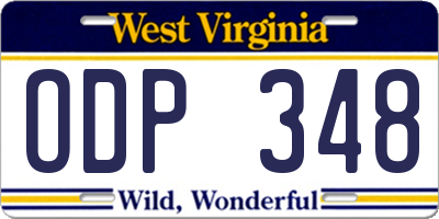 WV license plate ODP348