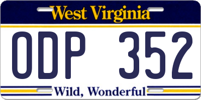 WV license plate ODP352