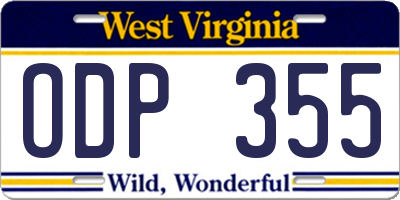 WV license plate ODP355