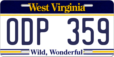 WV license plate ODP359