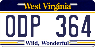 WV license plate ODP364