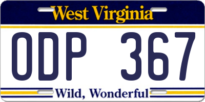 WV license plate ODP367