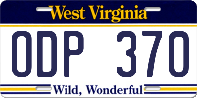 WV license plate ODP370