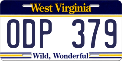 WV license plate ODP379