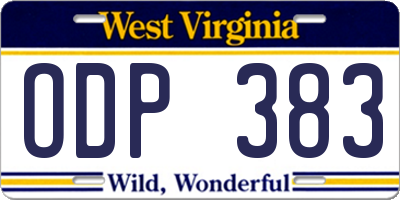 WV license plate ODP383