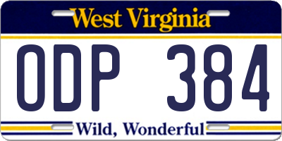 WV license plate ODP384