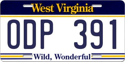 WV license plate ODP391