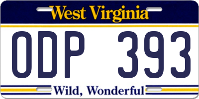 WV license plate ODP393