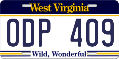 WV license plate ODP409