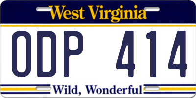 WV license plate ODP414
