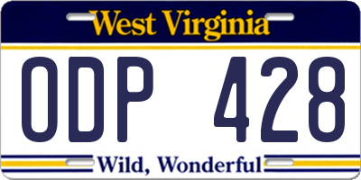WV license plate ODP428