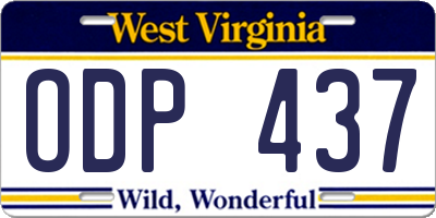 WV license plate ODP437