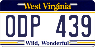 WV license plate ODP439