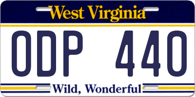 WV license plate ODP440
