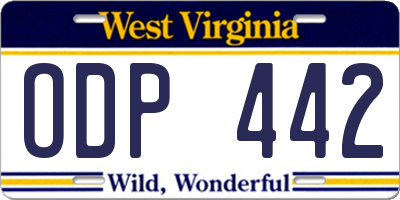 WV license plate ODP442