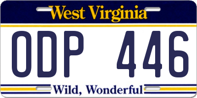 WV license plate ODP446