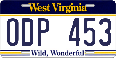 WV license plate ODP453