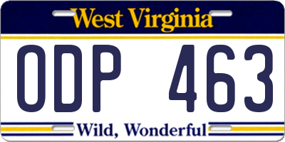 WV license plate ODP463