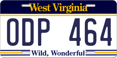 WV license plate ODP464