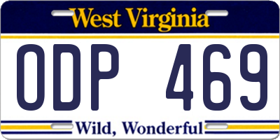 WV license plate ODP469