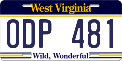 WV license plate ODP481