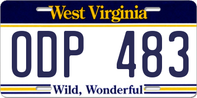 WV license plate ODP483